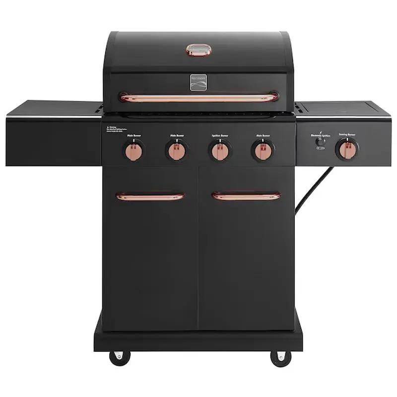 Black with Chrome Accents 4 -Burner Liquid Propane Gas Grill 1 -Side Burner Cool Brand Designs