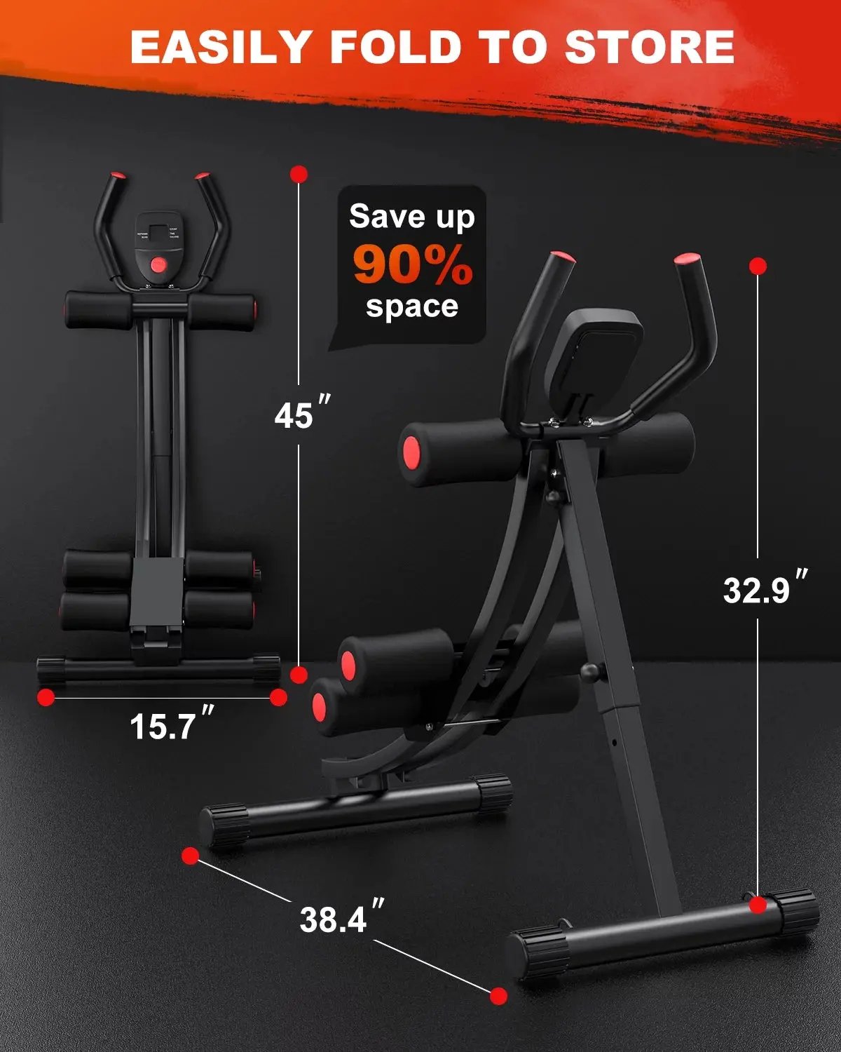 Foldable Ab Machine, Ab Workout Equipment for Home Gym,Core & Abdominal Trainer Fitness Equipment Max 440Lbs with LCD Display Cool Brand Designs