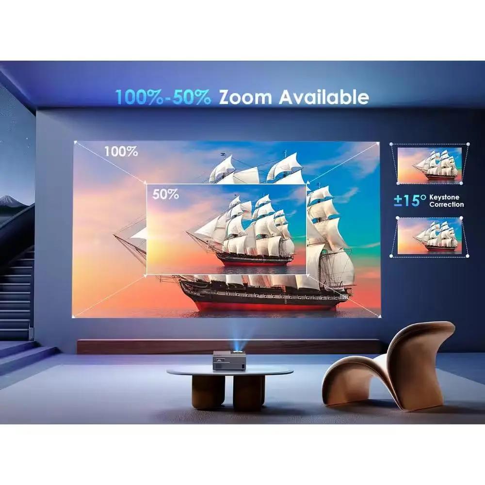 1920 X 1080 Full HD Wi-Fi Bluetooth Portable Projector with 22000 Lumens & Compatible W/Hdmi, USB, PC, TV, Android & Ios Cool Brand Designs