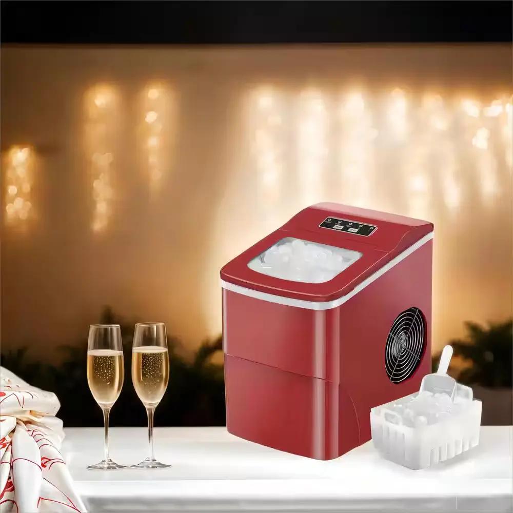 8.86 In. 26 Lbs. Daily Production Bullet Ice Portable Countertop Ice Maker, 9-Bullet Ice Cubes Ready in 8 Mins in Red Cool Brand Designs