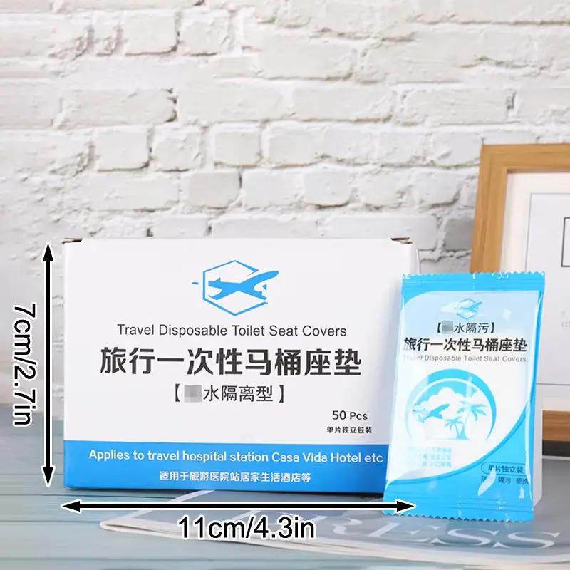 50Pcs Disposable Plastic Toilet Seat Cover Waterproof and Non Slip Individually Wrapped, for Travel, Toilet Seat Protectors Cool Brand Designs