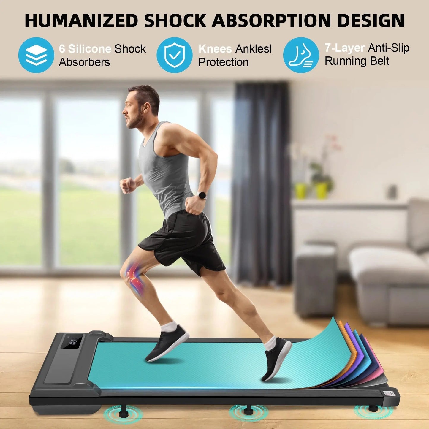 Walking Pad, 2 in 1 under Desk Treadmill with Remote Control、Led Display, 300 Lbs Portable Treadmill for Home/Office (Black) Cool Brand Designs