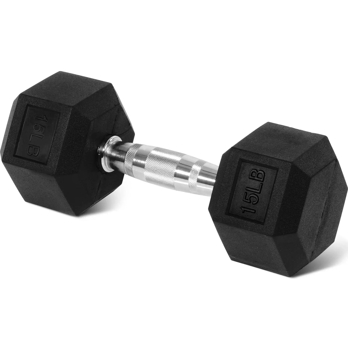 Rubber Encased Hex Dumbbell, Black, 15 Lb Cool Brand Designs
