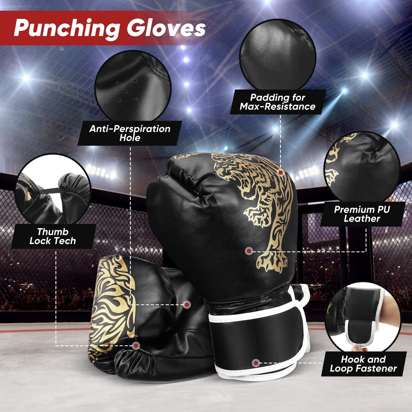 Punching Bag for Adults 4FT PU Heavy Boxing Bag Set Hanging Boxing Bag Kit W/ 12Oz Gloves Cool Brand Designs