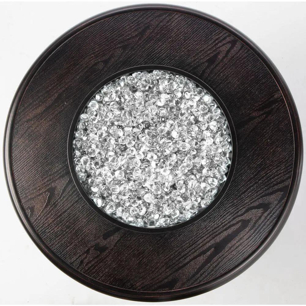 Manchester 36 In. X 25 In. round Aluminum Match Lit Propane Gas Fire Pit Chat Table with Glacier Ice Firebeads Cool Brand Designs