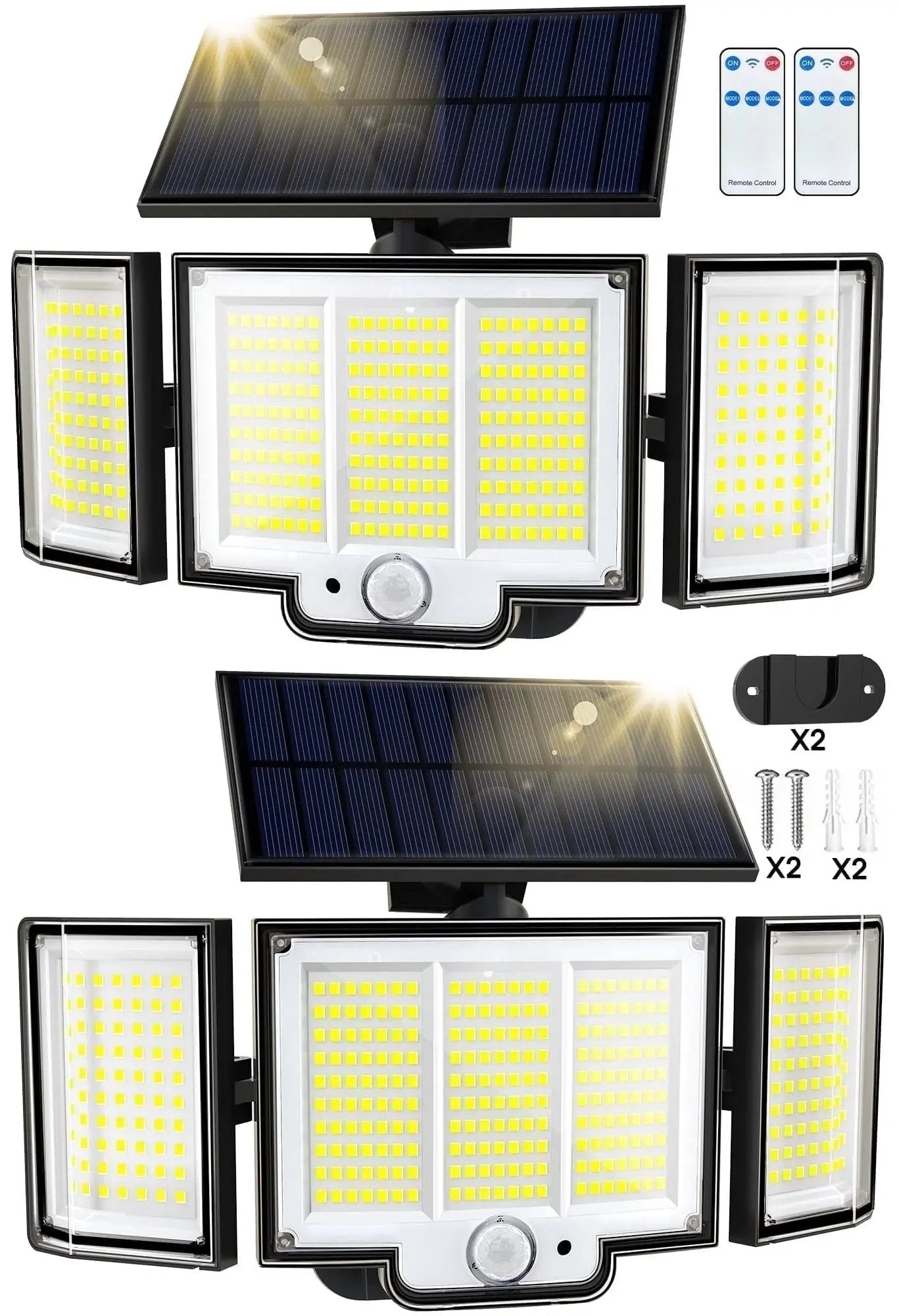348 LED 3000LM Solar Motion Sensor Flood Lights, 2Pack Cool Brand Designs
