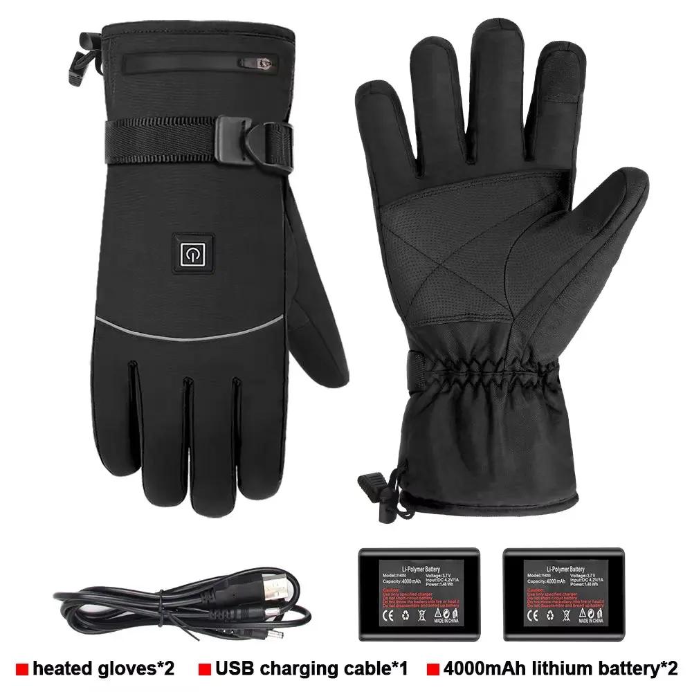 Motorcycle Heated Gloves Winter Warm Heated Gloves Skiing Snowboarding Waterproof Touch Screen Motorcyclist Heated Gloves Cool Brand Designs