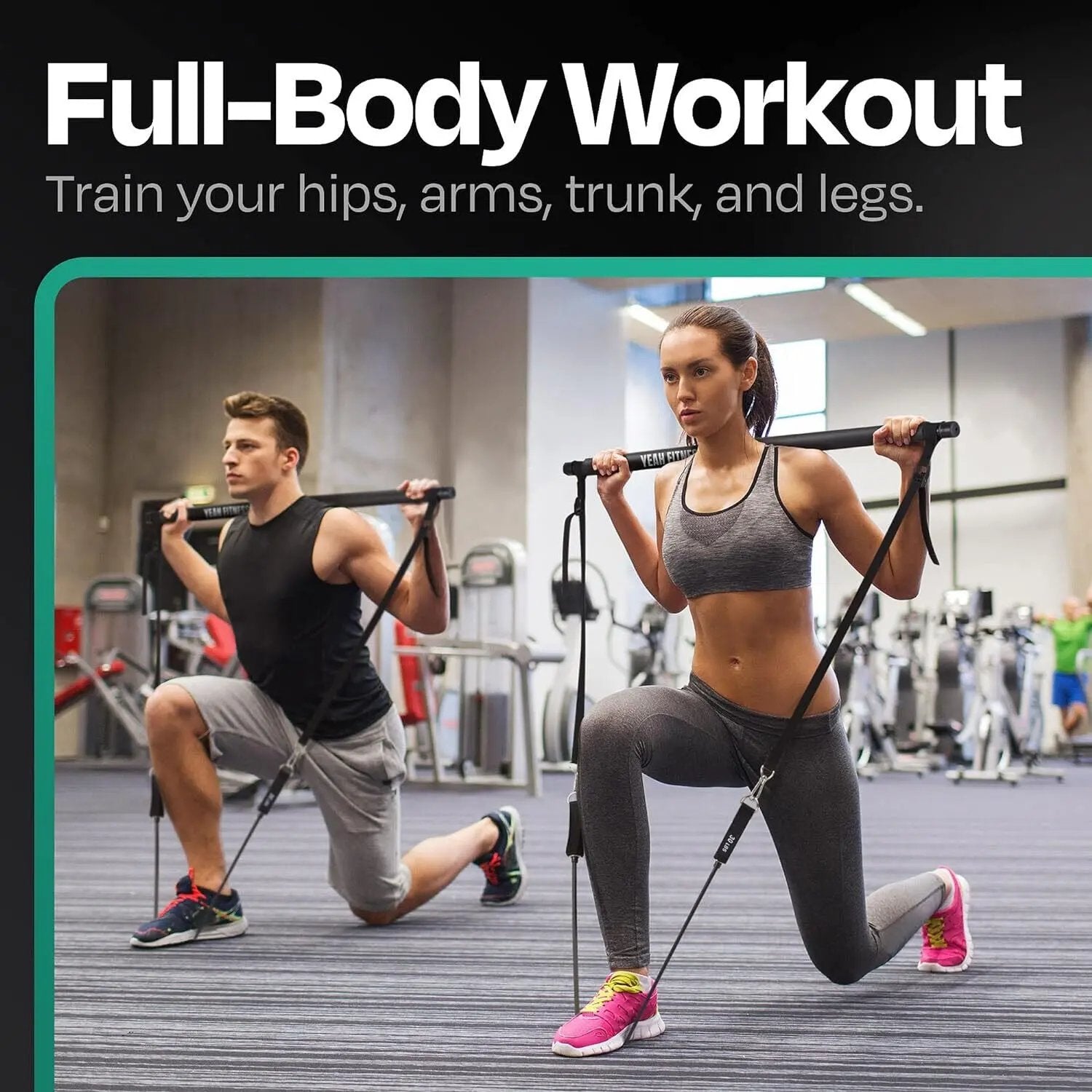 Pilates Bar Kit - Portable Home Gym Workout Equipment with Resistance Bands NEW Cool Brand Designs