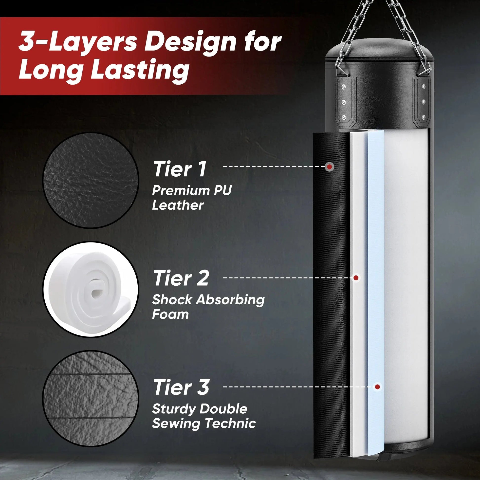 Punching Bag for Adults 4FT PU Heavy Boxing Bag Set Hanging Boxing Bag Kit W/ 12Oz Gloves Cool Brand Designs