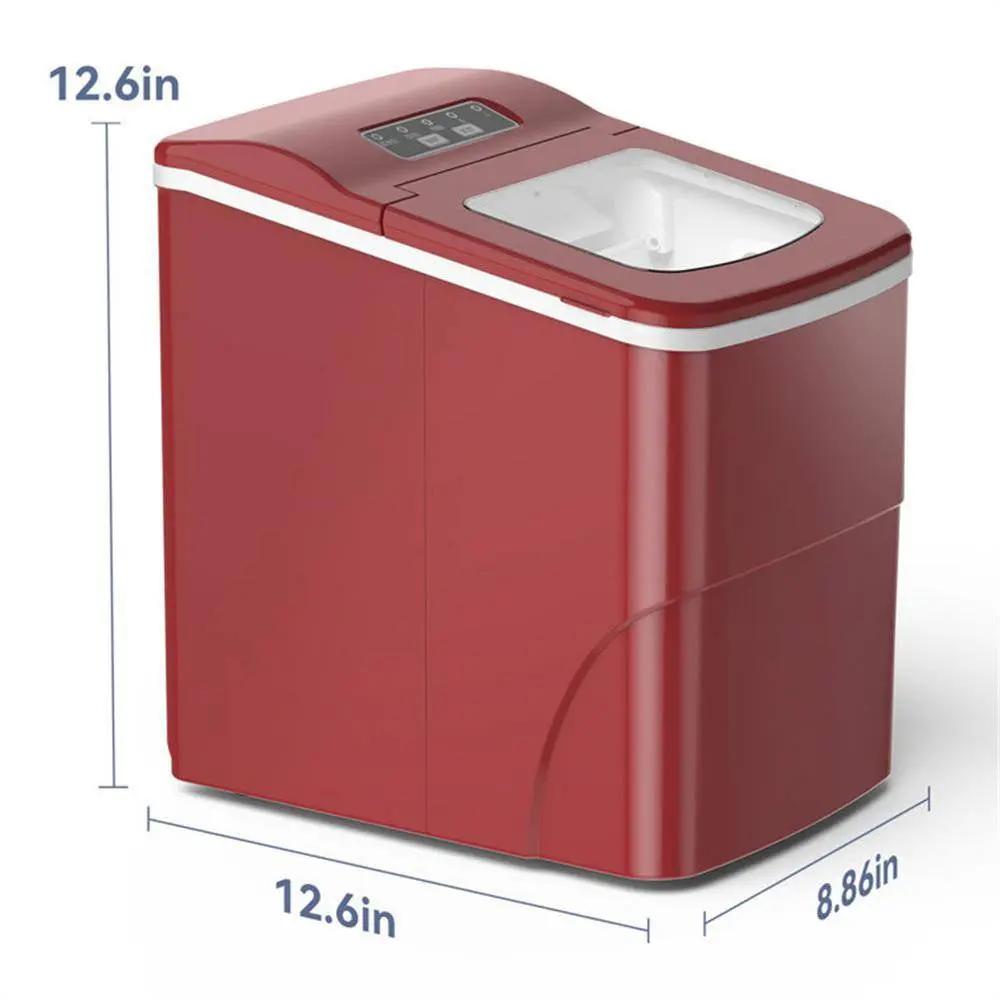 8.86 In. 26 Lbs. Daily Production Bullet Ice Portable Countertop Ice Maker, 9-Bullet Ice Cubes Ready in 8 Mins in Red Cool Brand Designs