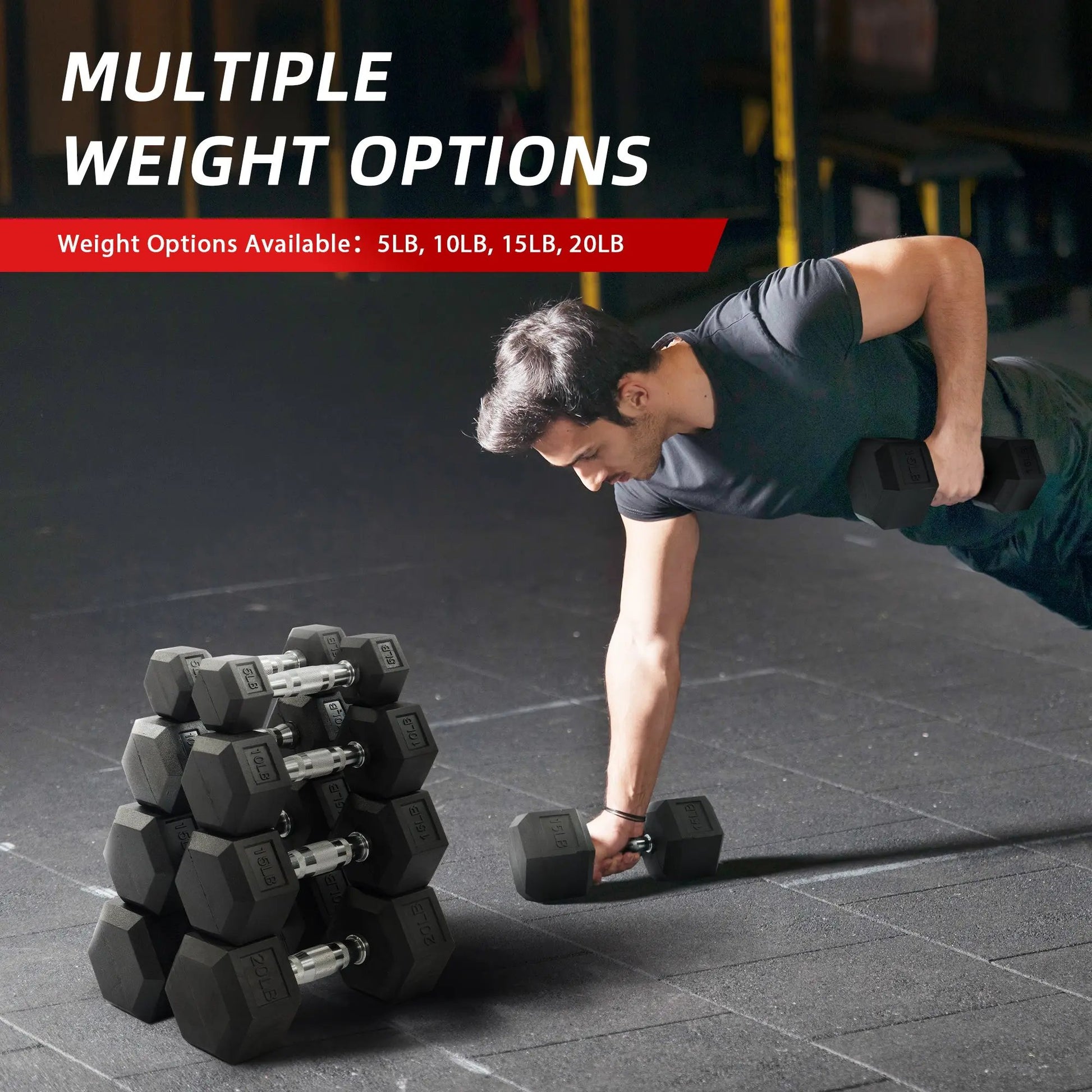 Dumbbell Set, Pairs of 5 Lb, 10 Lb, 15 Lb, and 20 Lb Cool Brand Designs