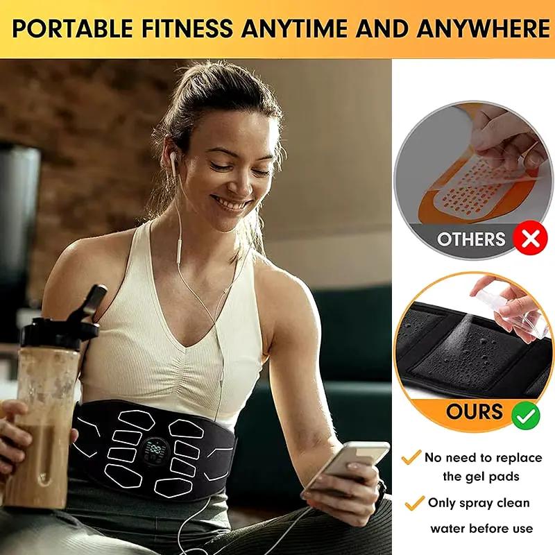 EMS Abdominal Toning Belt Electric Muscle Stimulation Muscle Toner Portable Fitness Massager Waist Trainer Body Slimming Shaping Cool Brand Designs