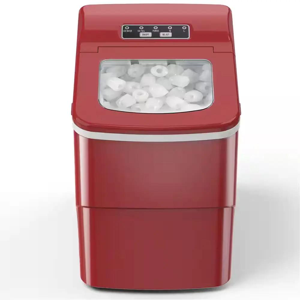 8.86 In. 26 Lbs. Daily Production Bullet Ice Portable Countertop Ice Maker, 9-Bullet Ice Cubes Ready in 8 Mins in Red Cool Brand Designs