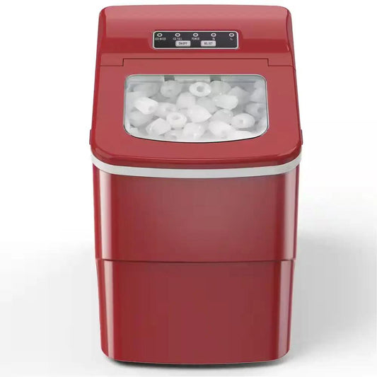 8.86 In. 26 Lbs. Daily Production Bullet Ice Portable Countertop Ice Maker, 9-Bullet Ice Cubes Ready in 8 Mins in Red Cool Brand Designs