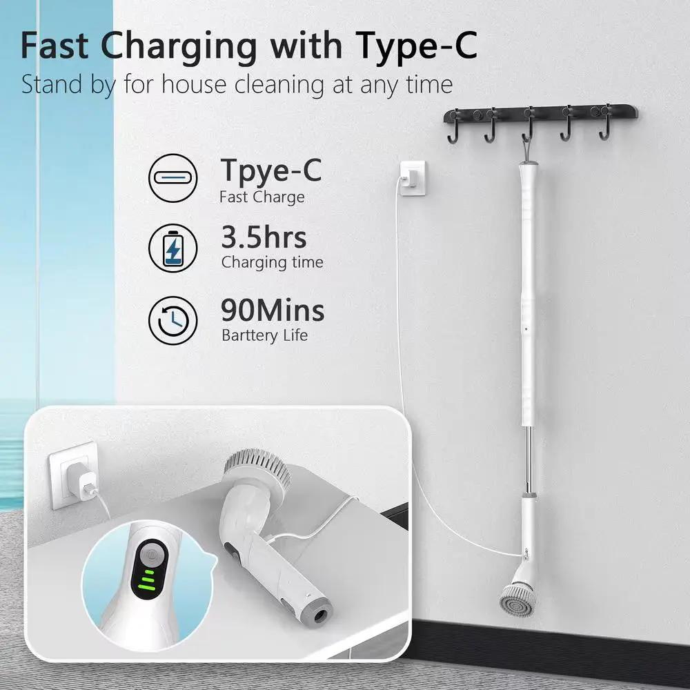 Electric Spin Power Scrubber, Waterpoof Cleaning Scrub Brush with 4 Brush Heads, Adjustable Handle for Bathroom, Floor Cool Brand Designs