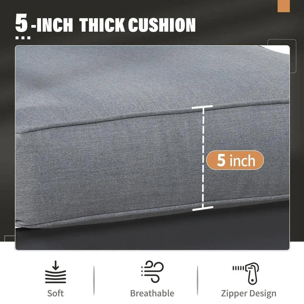 Grey 5-Piece Aluminum Patio Conversation Set with Dark Grey Cushions Cool Brand Designs