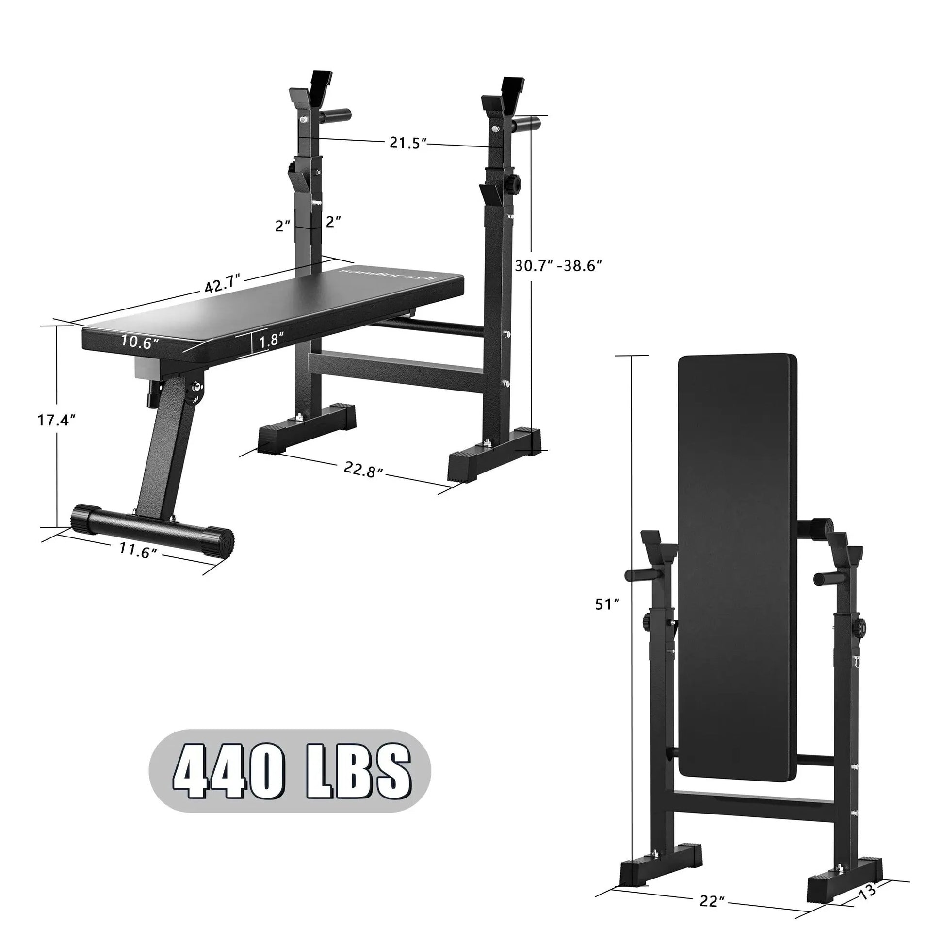 Foldable Bench Press Bench, Workout Bench for Home Gym, Adjustable Weight Bench, 22.8 Width Cool Brand Designs