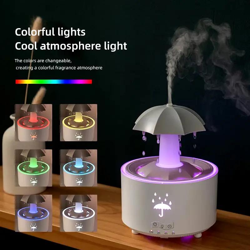 Creative Umbrella Water Drop Air Humidifier with Colorful Light Raindrop Aroma Essential Oil Diffuser Aromatherapy Humidifier Cool Brand Designs