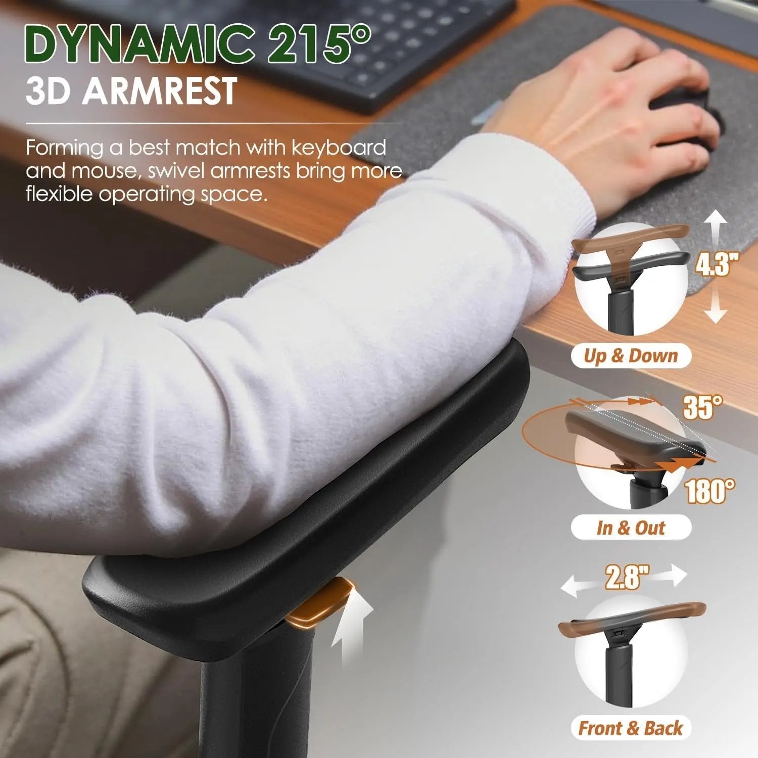 Ergonomic Office Chair, Big and Tall Mesh Chair with Lumbar Support, 3D Armrest - 215° Rotation, Adjustable Headrest & Soft Seat, Durable Desk Chair 350LBS for Work Gaming Computer,Grey Cool Brand Designs