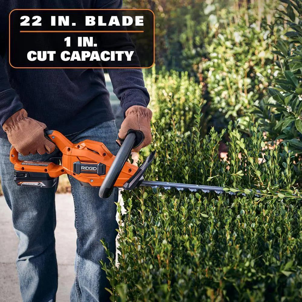 18V Brushless 14 In. Cordless String Trimmer and Brushless Cordless Hedge Trimmer with 4.0 Ah Battery and Charger Cool Brand Designs