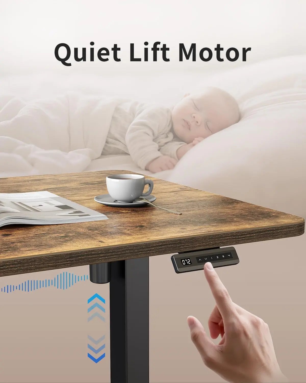 Electric Standing Desk, 48 X 24 Inches Height Adjustable Stand up Desk, Sit Stand Home Office Desk, Computer Desk, Rustic Brown Cool Brand Designs