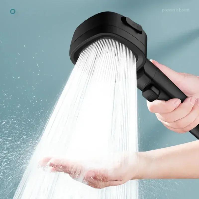High Pressure Shower Head Water Saving 3 Modes Shower Heads Adjustable One-Key Stop Water Massage Sprayer Bathroom Accessories Cool Brand Designs