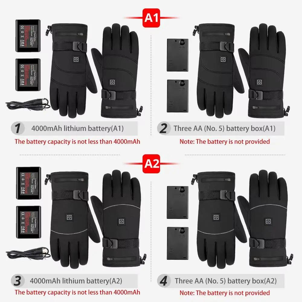 Motorcycle Heated Gloves Winter Warm Heated Gloves Skiing Snowboarding Waterproof Touch Screen Motorcyclist Heated Gloves Cool Brand Designs