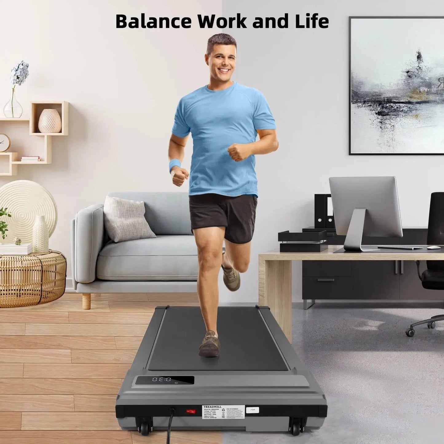 Walking Pad, 2 in 1 under Desk Treadmill with Remote Control、Led Display, 300 Lbs Portable Treadmill for Home/Office (Black) Cool Brand Designs