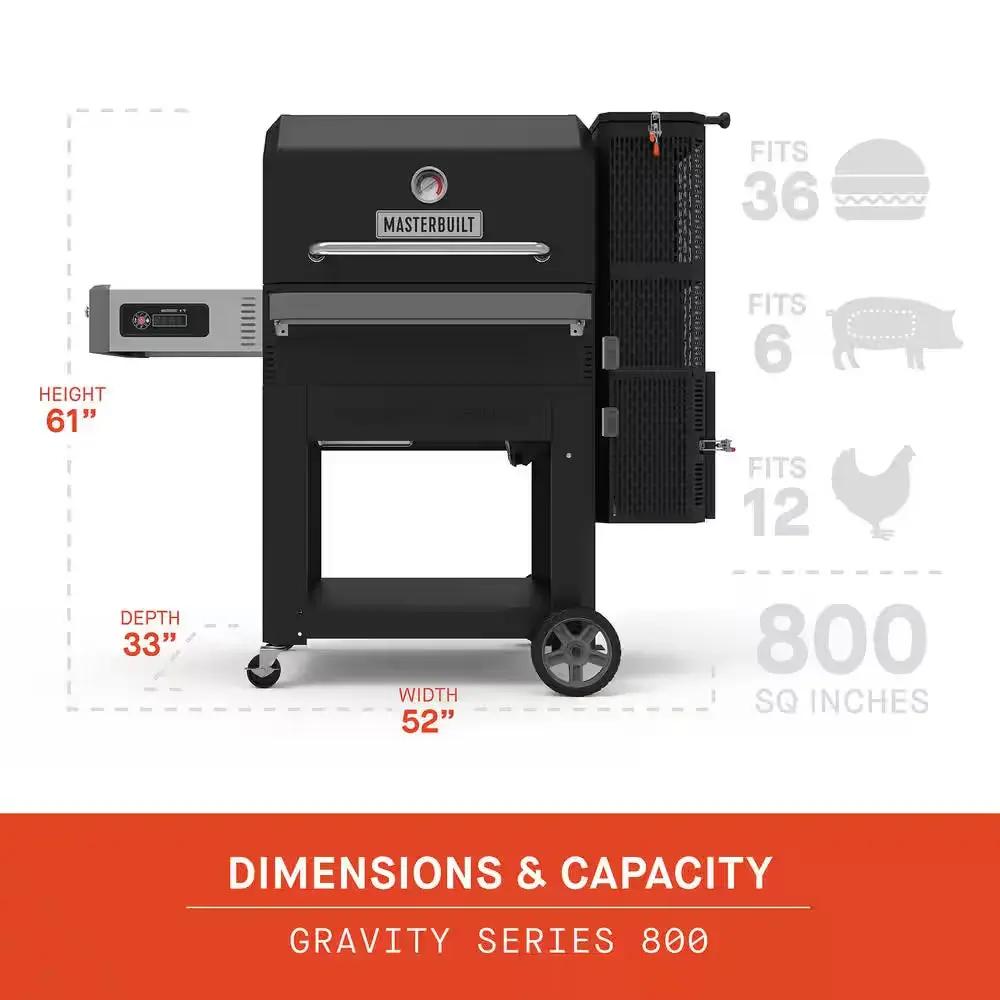 Gravity Series 800 Digital Wifi Charcoal Grill, Griddle and Smoker in Black Cool Brand Designs