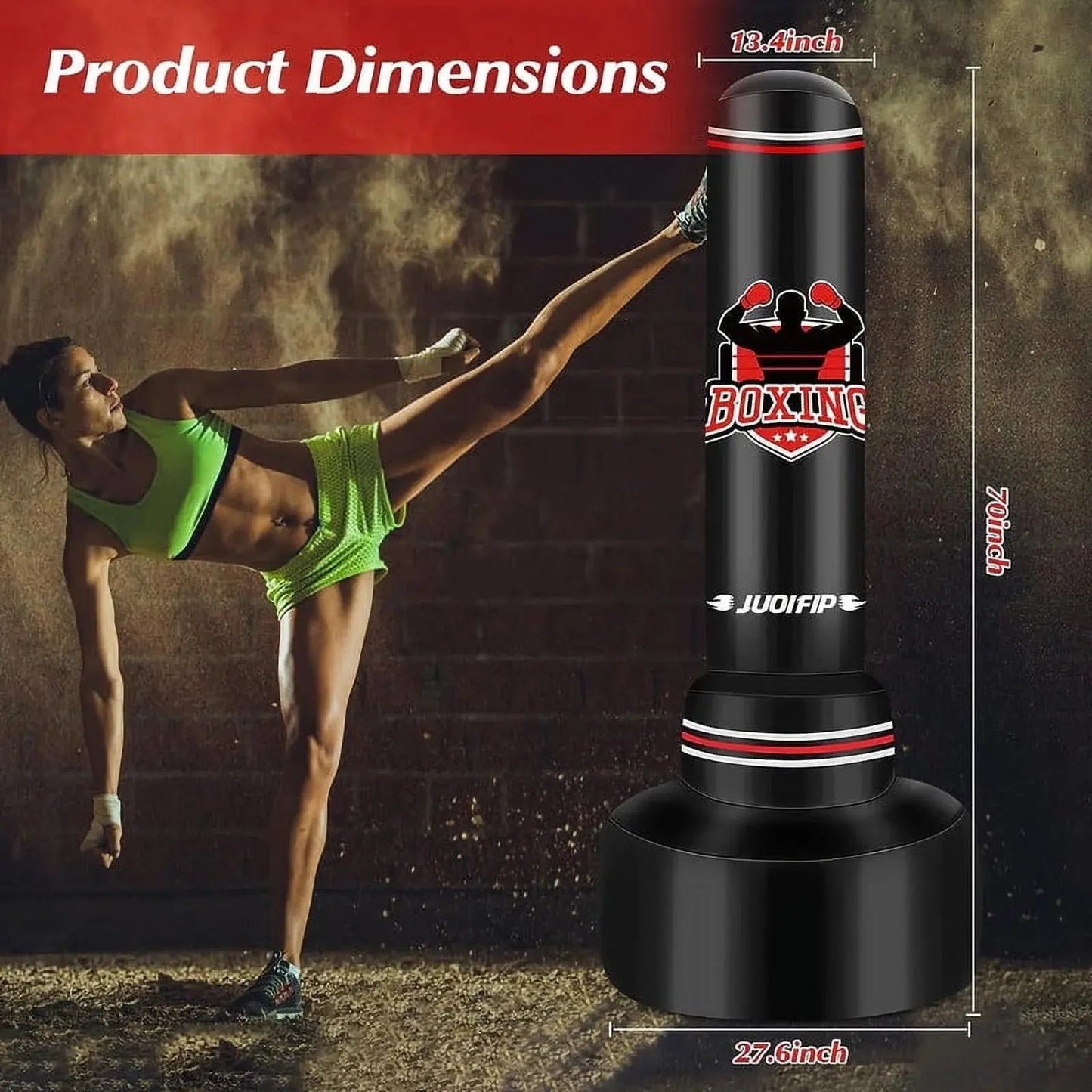 Freestanding Heavy Punching Bag Set with Gloves, Red Cool Brand Designs