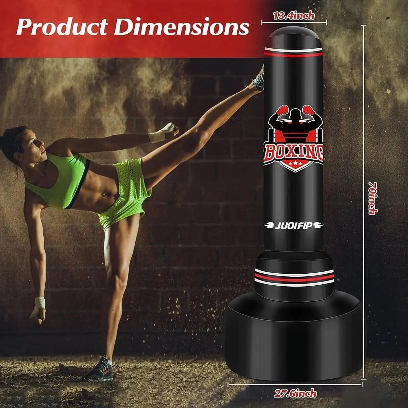Freestanding Heavy Punching Bag Set with Gloves, Red Cool Brand Designs