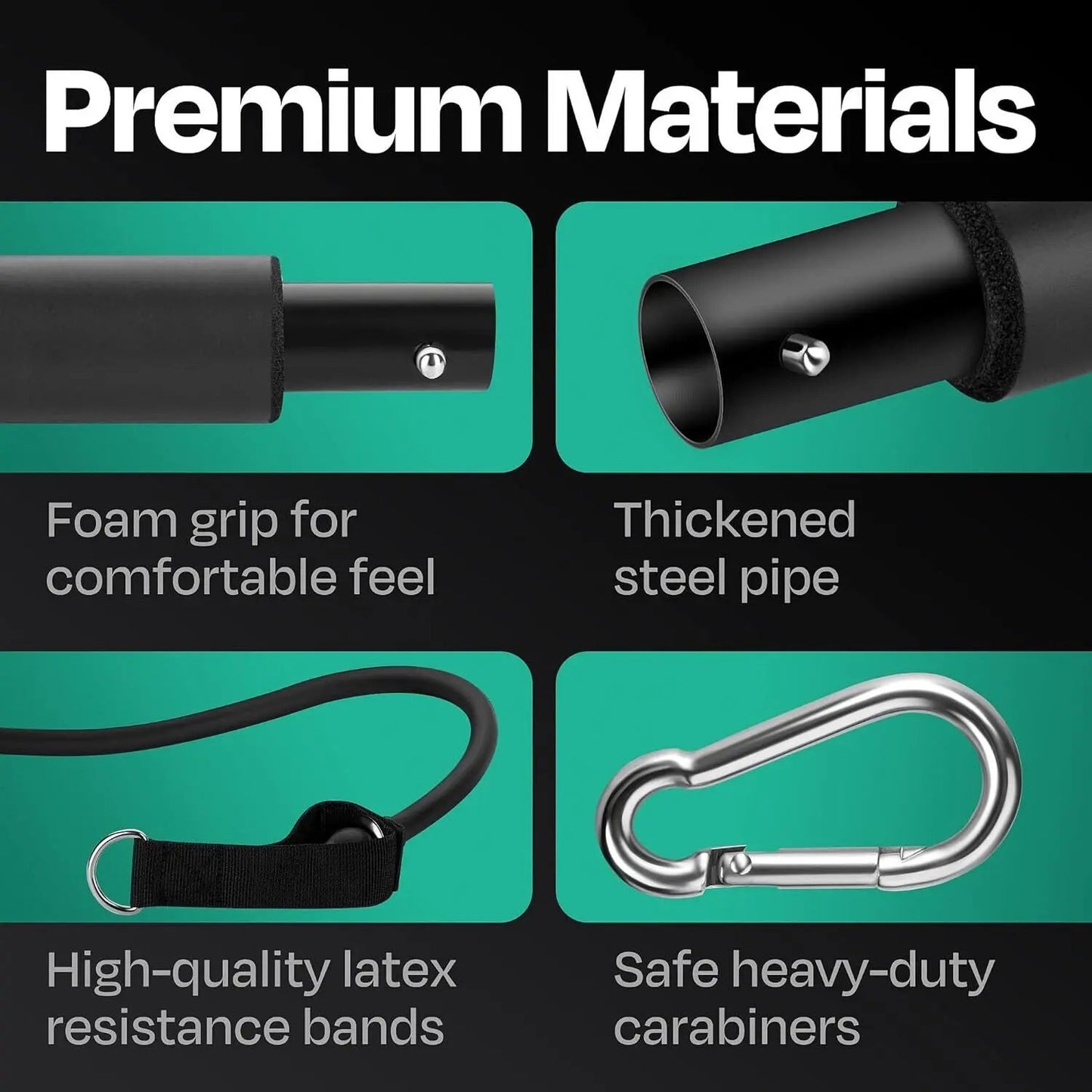 Pilates Bar Kit - Portable Home Gym Workout Equipment with Resistance Bands NEW Cool Brand Designs