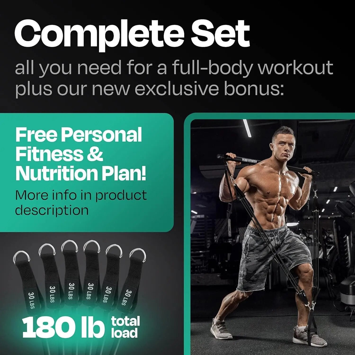 Pilates Bar Kit - Portable Home Gym Workout Equipment with Resistance Bands NEW Cool Brand Designs