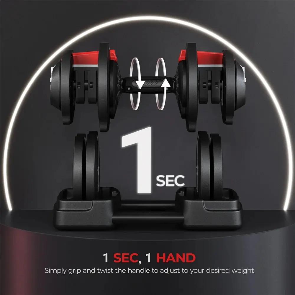 3-In-1 Quick-Adjustable Dumbbell Weight Set, Black, 46.41 Lb Cool Brand Designs