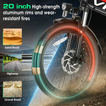 Adult Folding Electric Bike 20" Cool Brand Designs