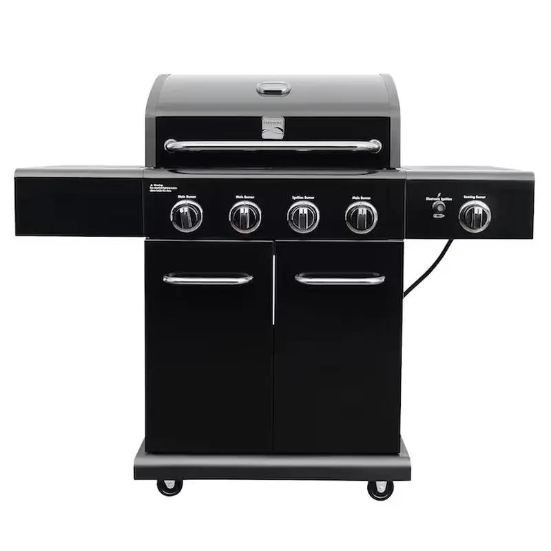 Black with Chrome Accents 4 -Burner Liquid Propane Gas Grill 1 -Side Burner Cool Brand Designs