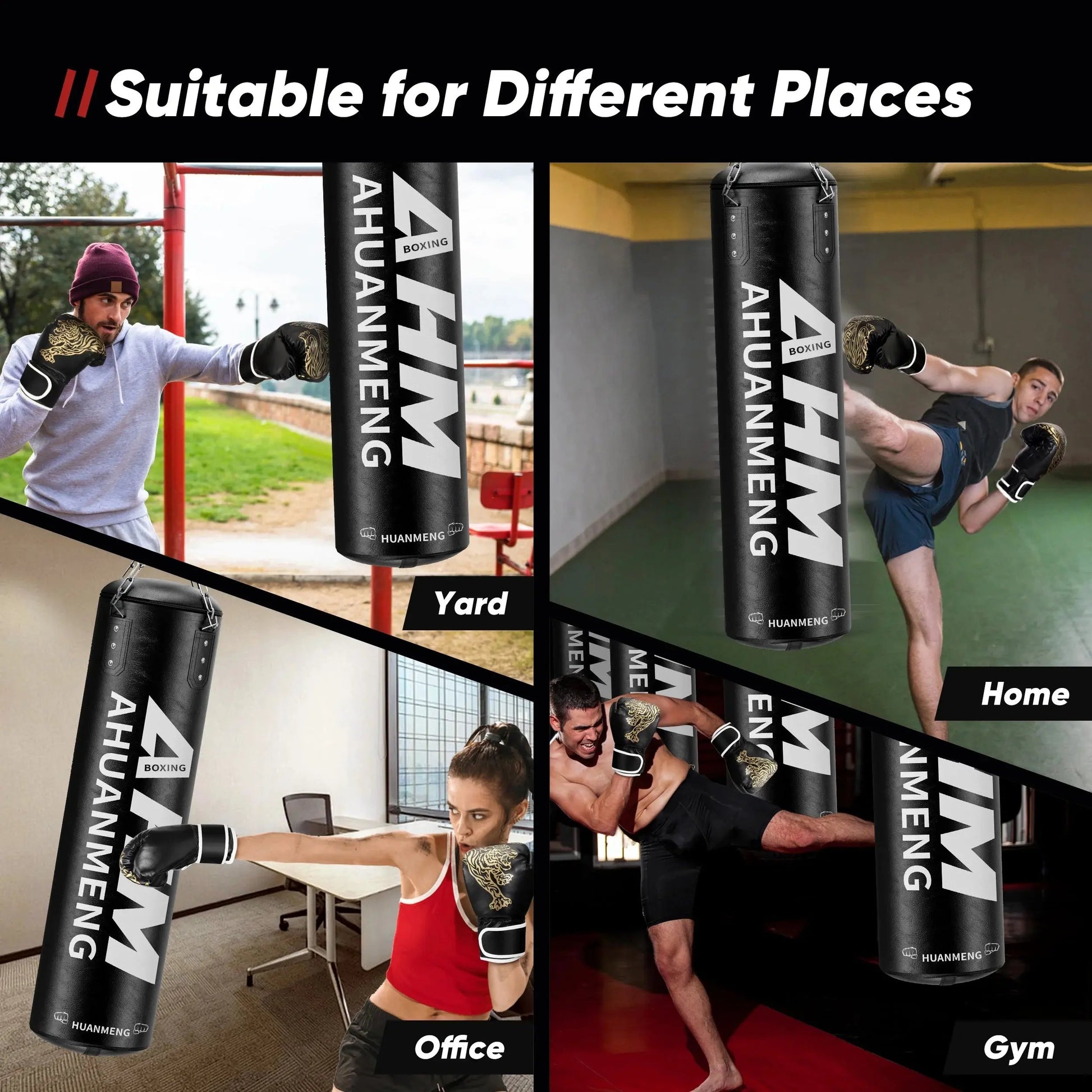 Punching Bag for Adults 4FT PU Heavy Boxing Bag Set Hanging Boxing Bag Kit W/ 12Oz Gloves Cool Brand Designs
