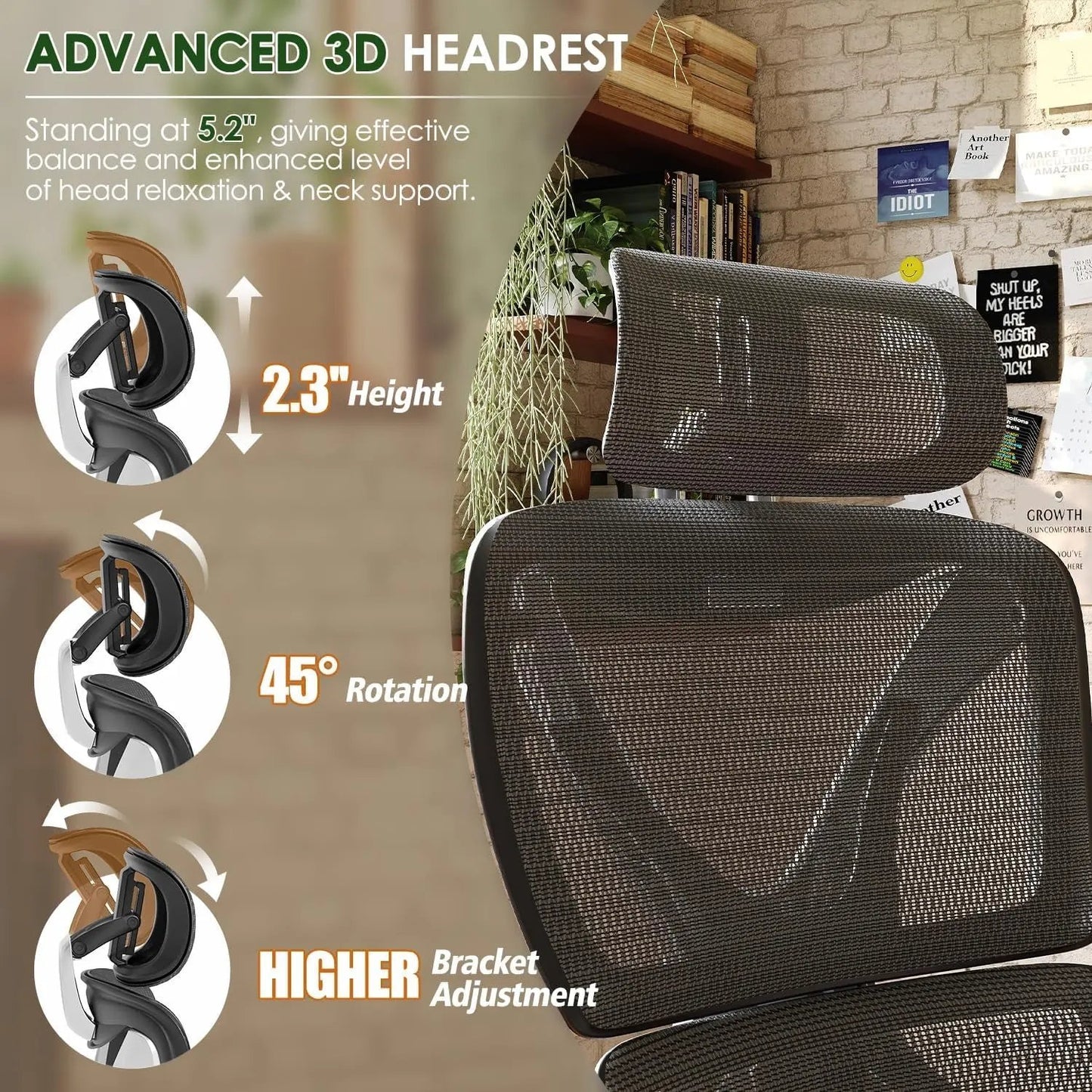 Ergonomic Office Chair, Big and Tall Mesh Chair with Lumbar Support, 3D Armrest - 215° Rotation, Adjustable Headrest & Soft Seat, Durable Desk Chair 350LBS for Work Gaming Computer,Grey Cool Brand Designs