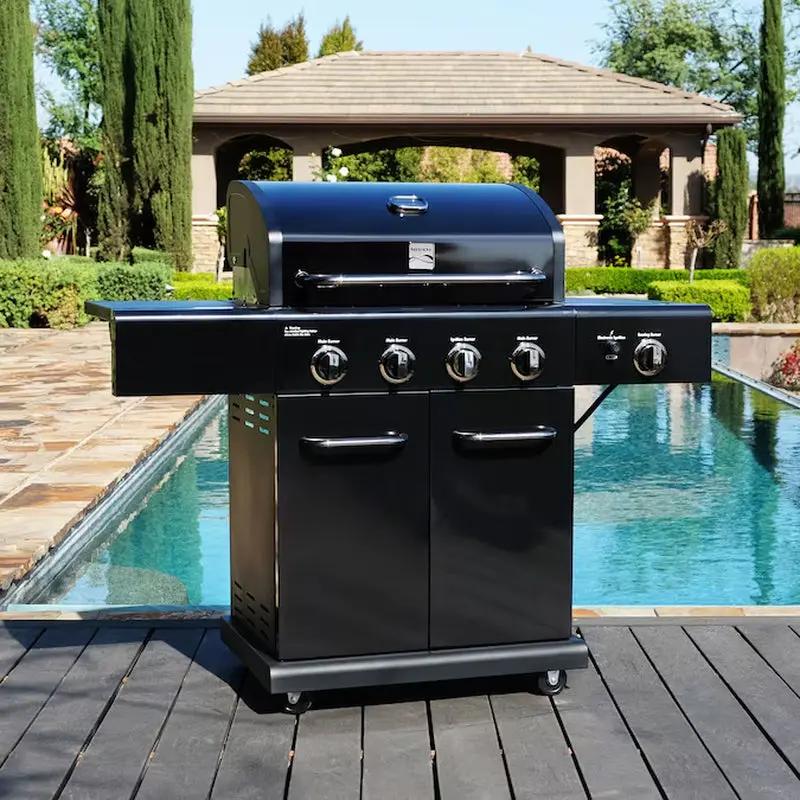 Black with Chrome Accents 4 -Burner Liquid Propane Gas Grill 1 -Side Burner Cool Brand Designs