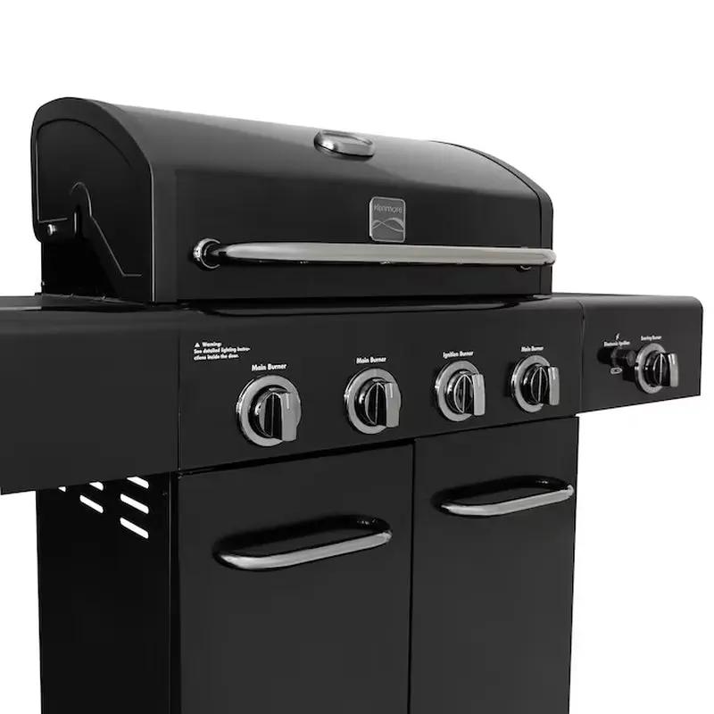 Black with Chrome Accents 4 -Burner Liquid Propane Gas Grill 1 -Side Burner Cool Brand Designs