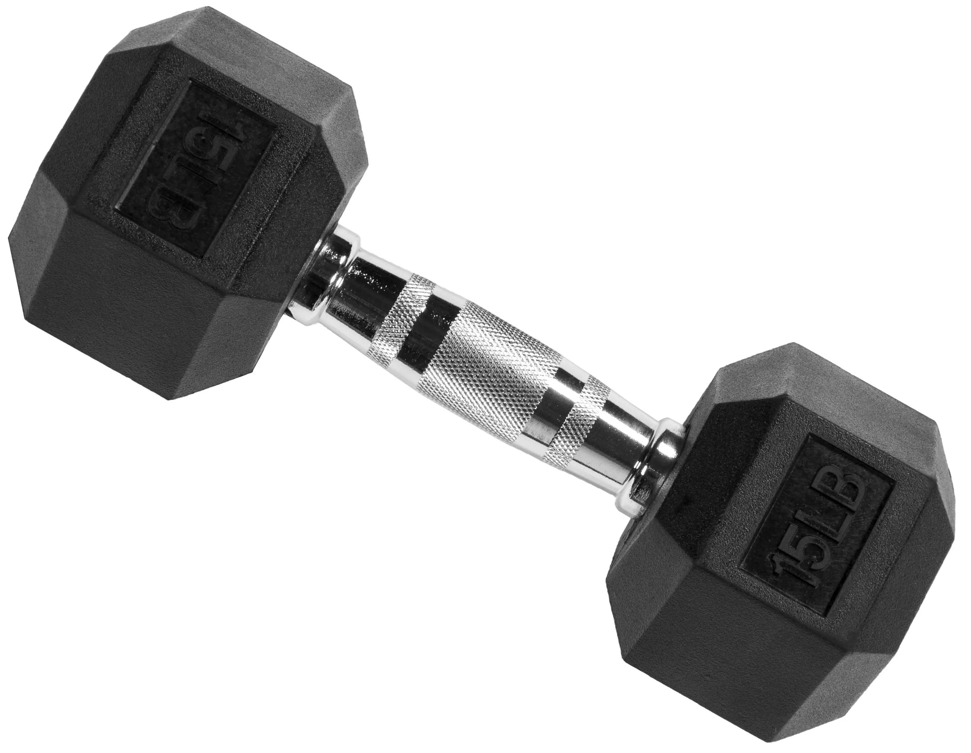 Rubber Encased Hex Dumbbell, Black, 15 Lb Cool Brand Designs