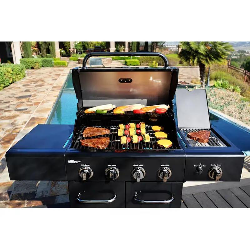 Black with Chrome Accents 4 -Burner Liquid Propane Gas Grill 1 -Side Burner Cool Brand Designs