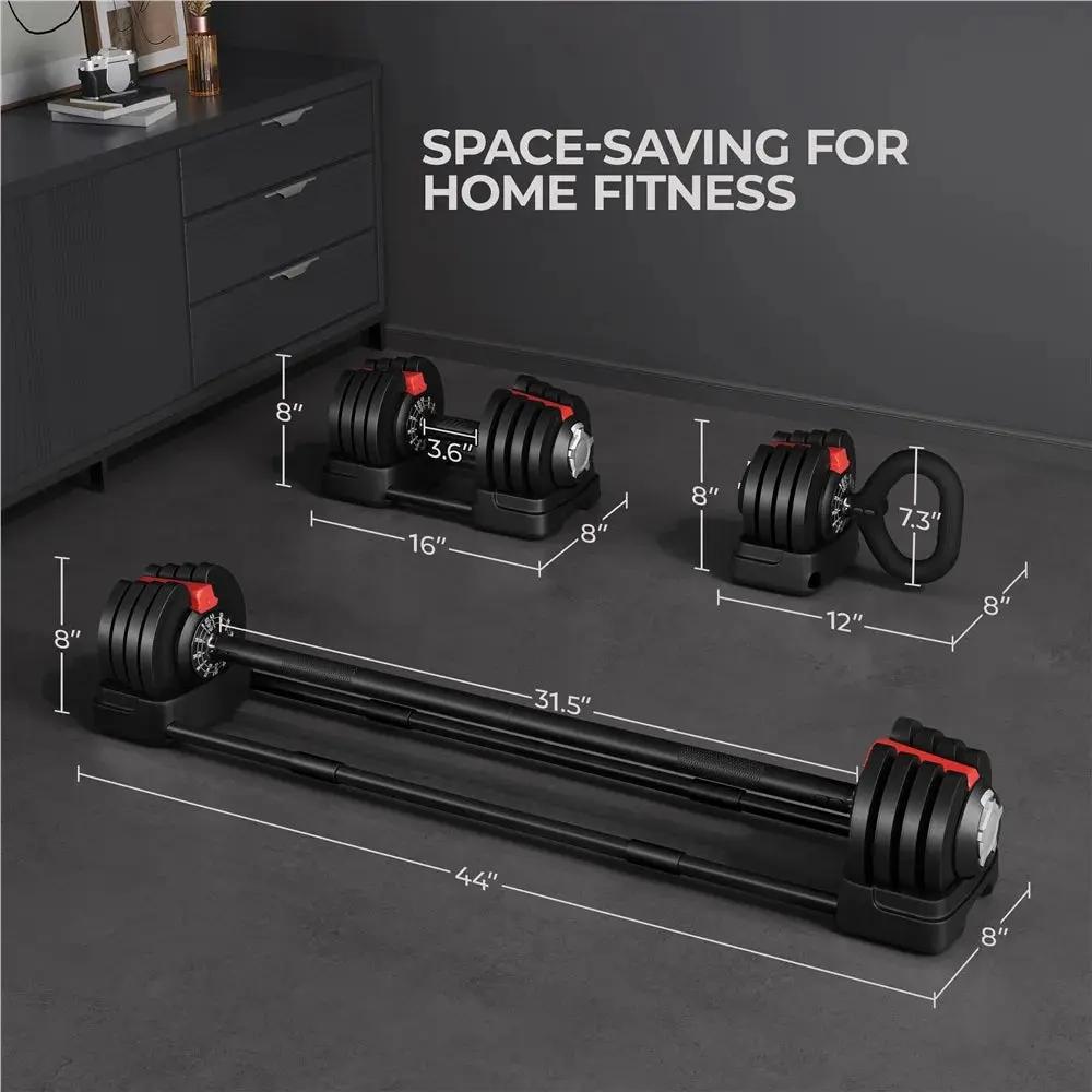 3-In-1 Quick-Adjustable Dumbbell Weight Set, Black, 46.41 Lb Cool Brand Designs
