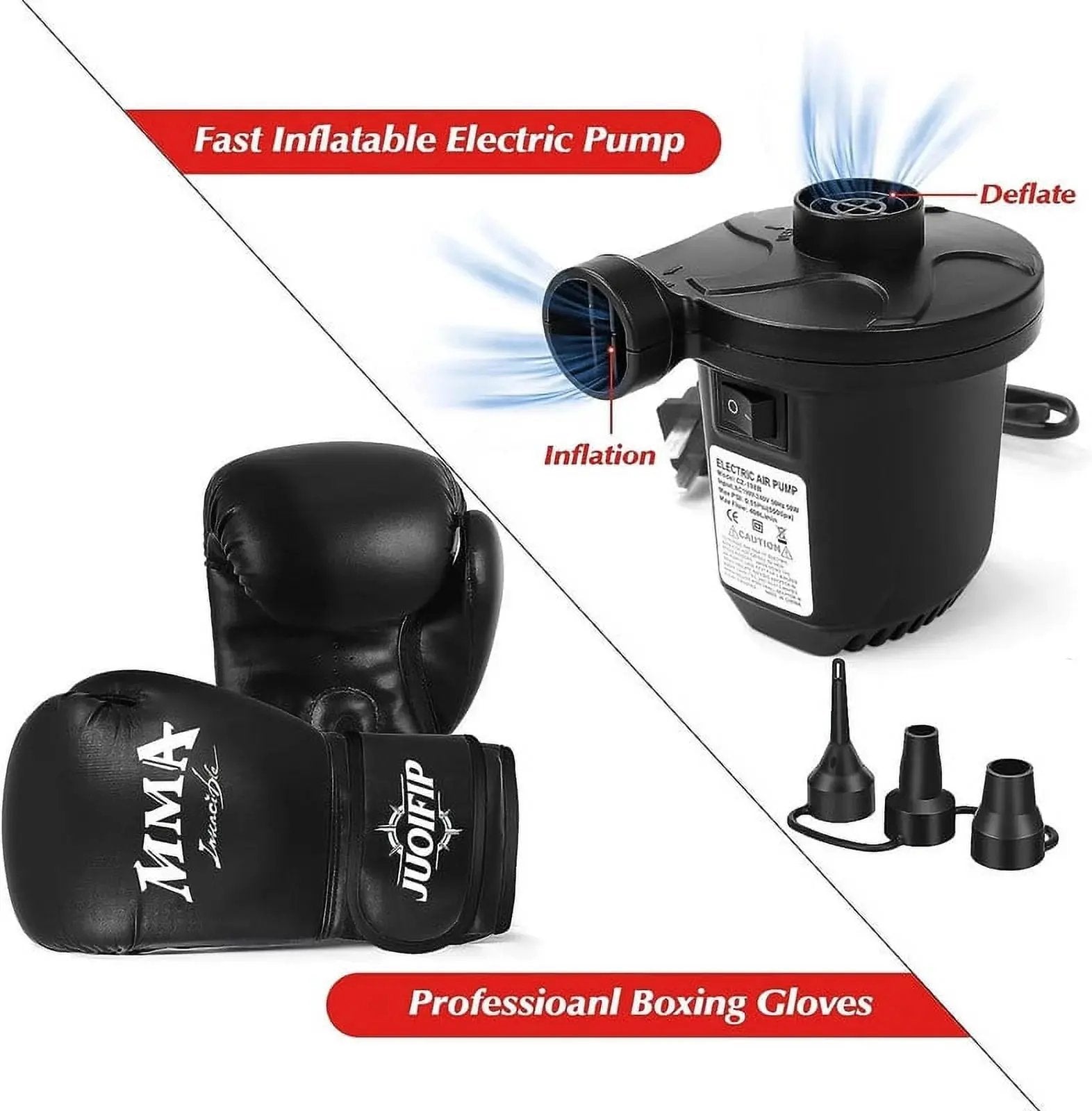 Freestanding Heavy Punching Bag Set with Gloves, Red Cool Brand Designs