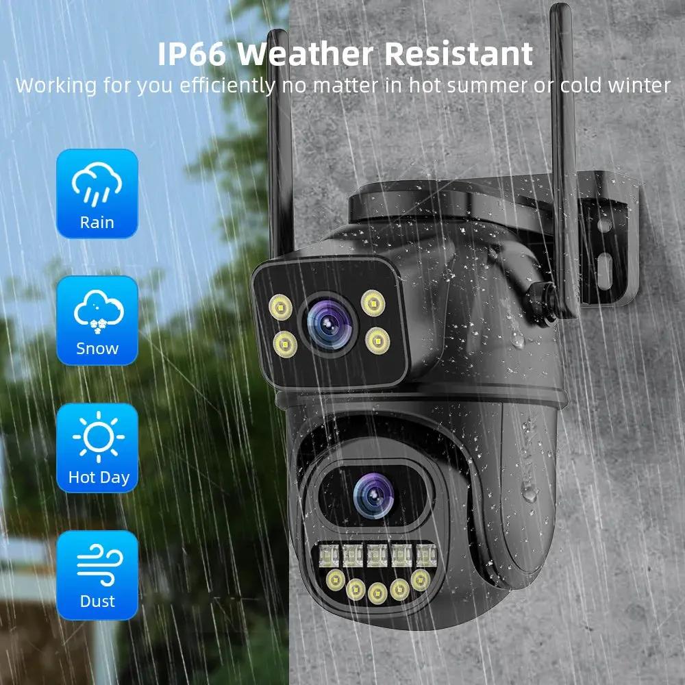 4K 8MP HD Wifi PTZ Camera Outdoor 4MP Dual Lens Dual Screen AI Auto Tracking IP Camera CCTV Audio Video Surveillance P2P Icsee Cool Brand Designs