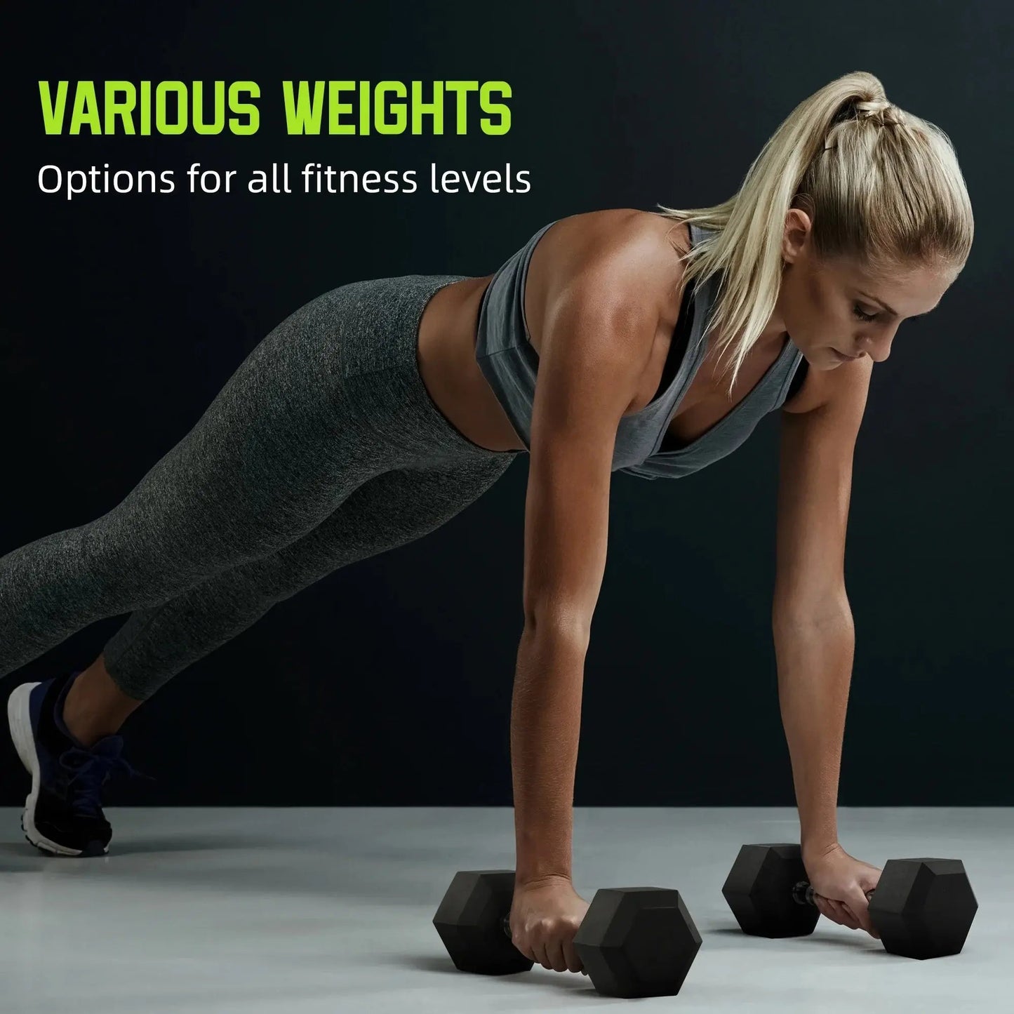 Rubber Encased Hex Dumbbell, Black, 15 Lb Cool Brand Designs