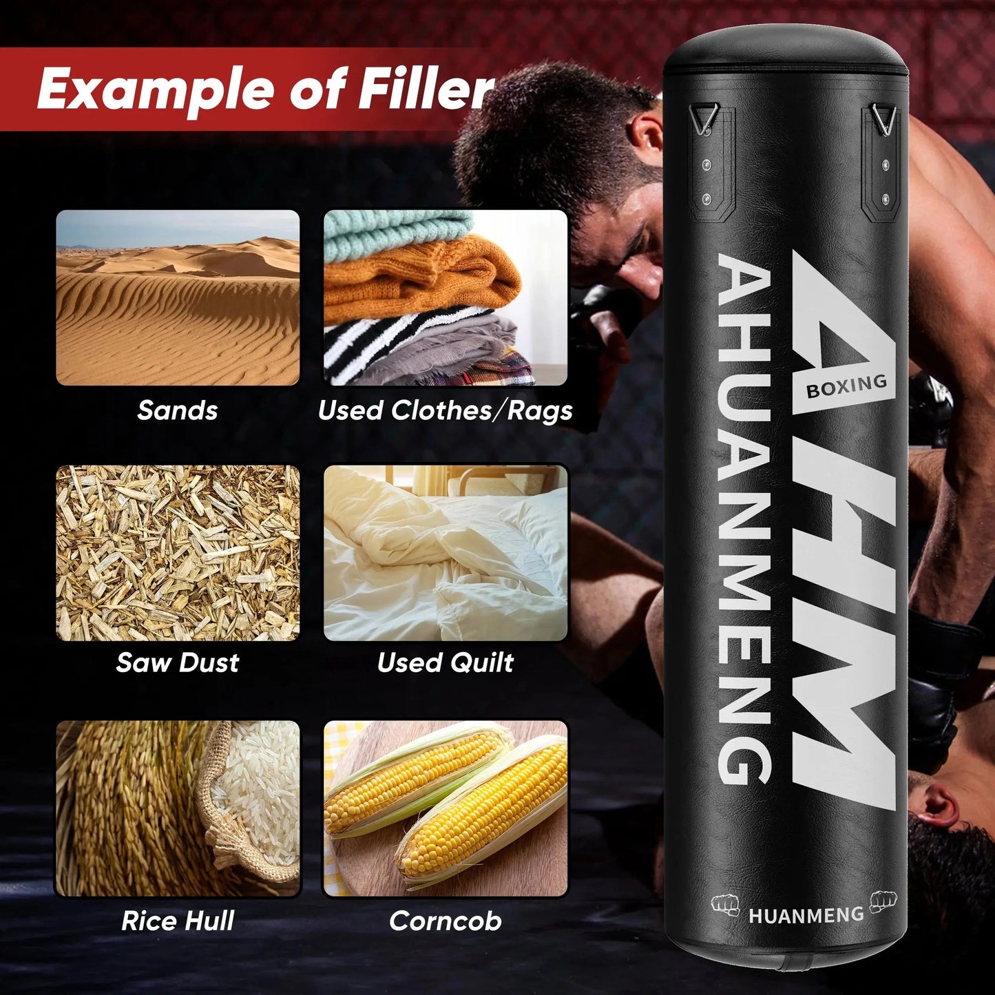 Punching Bag for Adults 4FT PU Heavy Boxing Bag Set Hanging Boxing Bag Kit W/ 12Oz Gloves Cool Brand Designs