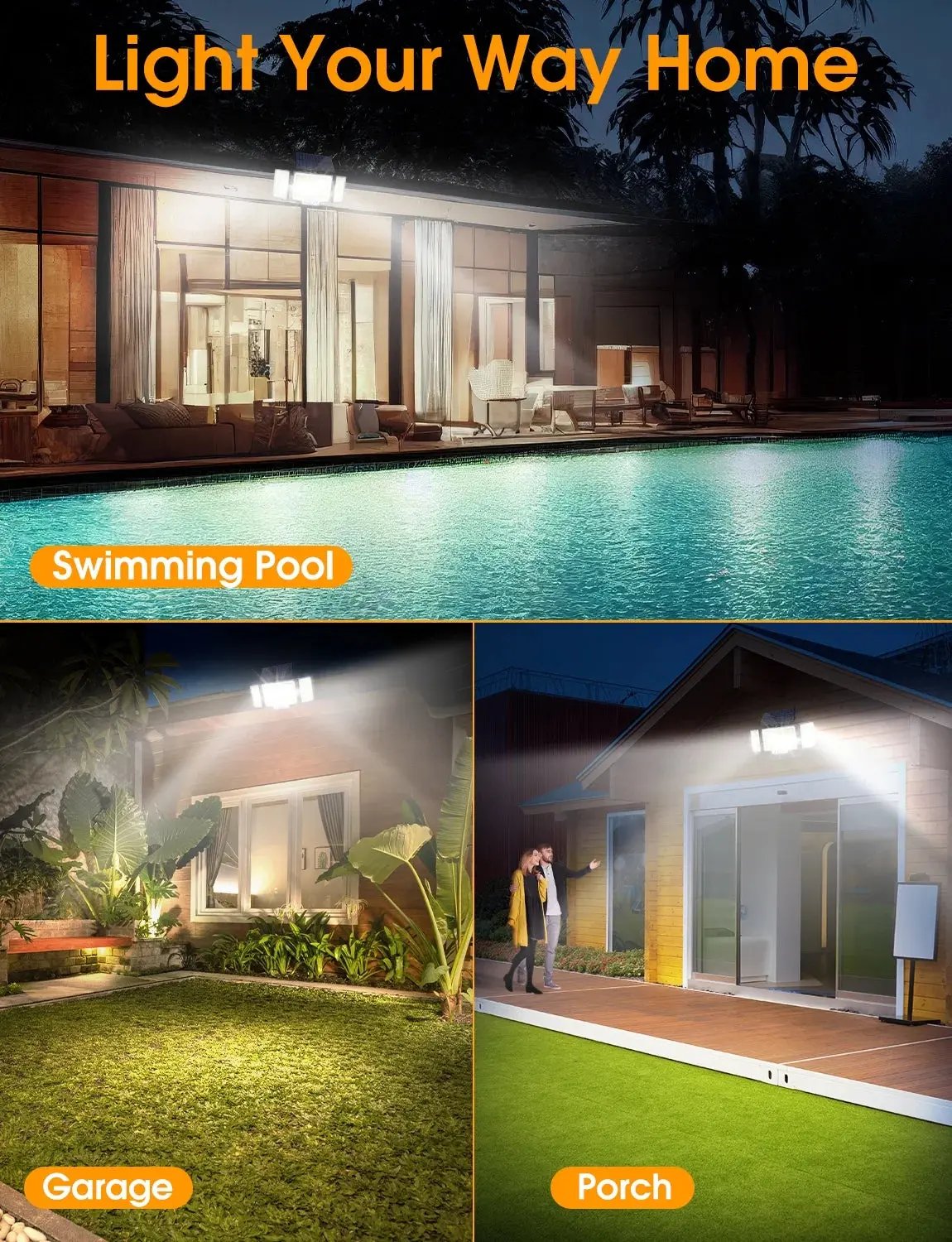 348 LED 3000LM Solar Motion Sensor Flood Lights, 2Pack Cool Brand Designs