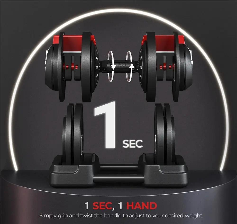 Adjustable Anti-Slip 3-In-1 Nylon Dumbbell Weight Set, 7-52.5Lbs, (Black & Red) Cool Brand Designs