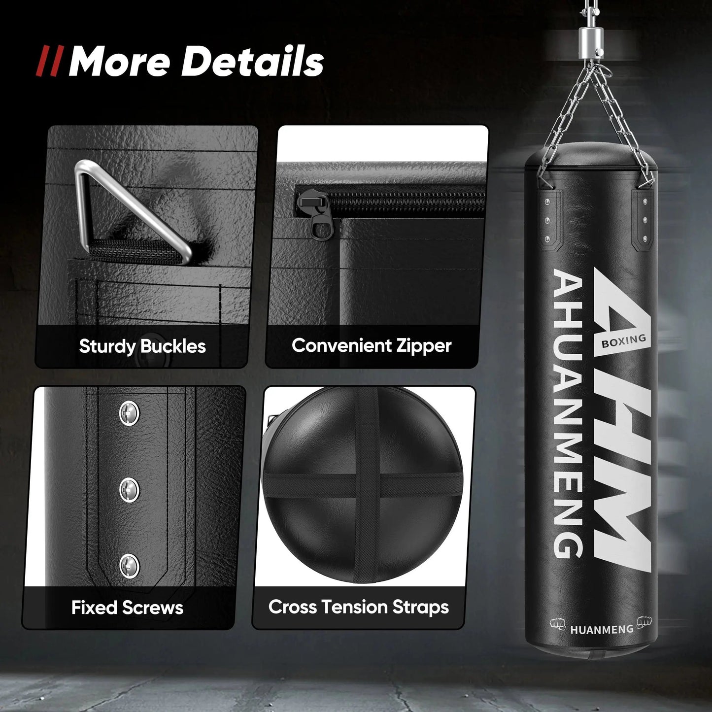 Punching Bag for Adults 4FT PU Heavy Boxing Bag Set Hanging Boxing Bag Kit W/ 12Oz Gloves Cool Brand Designs